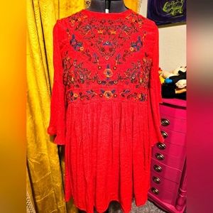 UMG USA Poppy Red 3/4 Sleeve mini dress